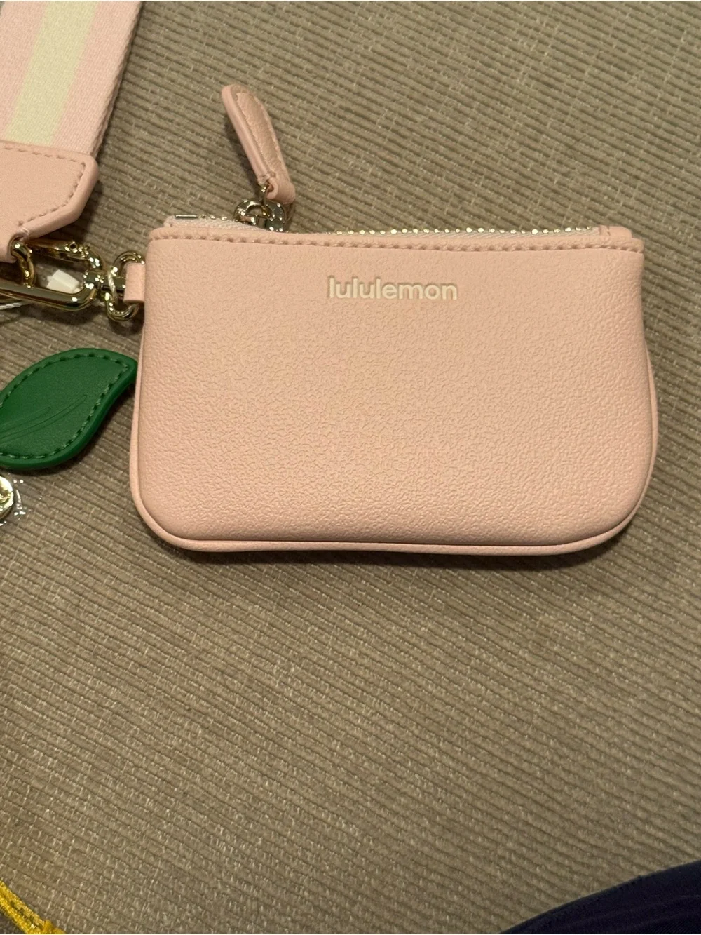 NWT Lululemon Dual Pouch Wristlet Leather Alternative Pink Yellow Lemon